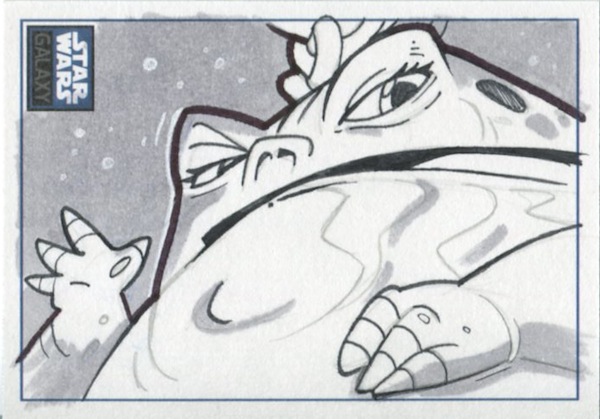 Animated-Style Hutt Sketch Card by Shelli Paroline (Topps Star